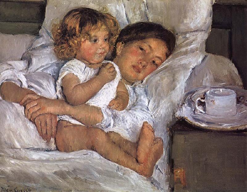 Mary Cassatt Breakfast on bed